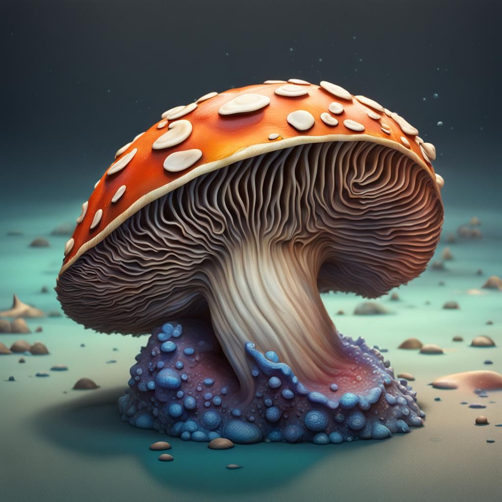 Hyperrealistic Mushroom Nautilus Hybrid