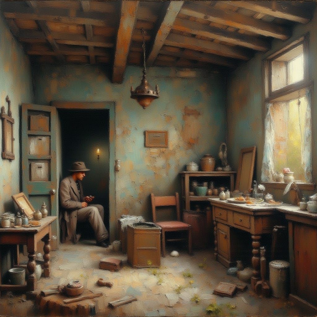 Man with Golden Leaf Dust Overlay