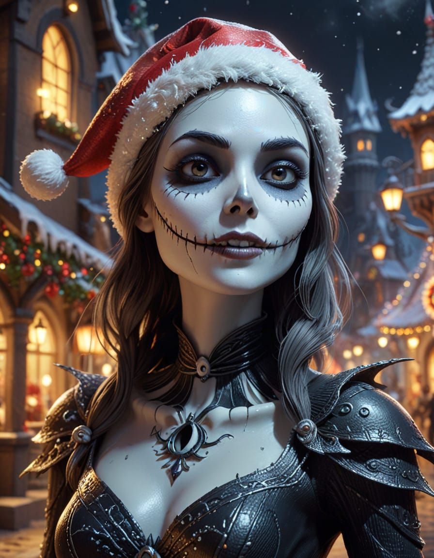 Jackie Skellington's Festive Christmas Town Portrait
