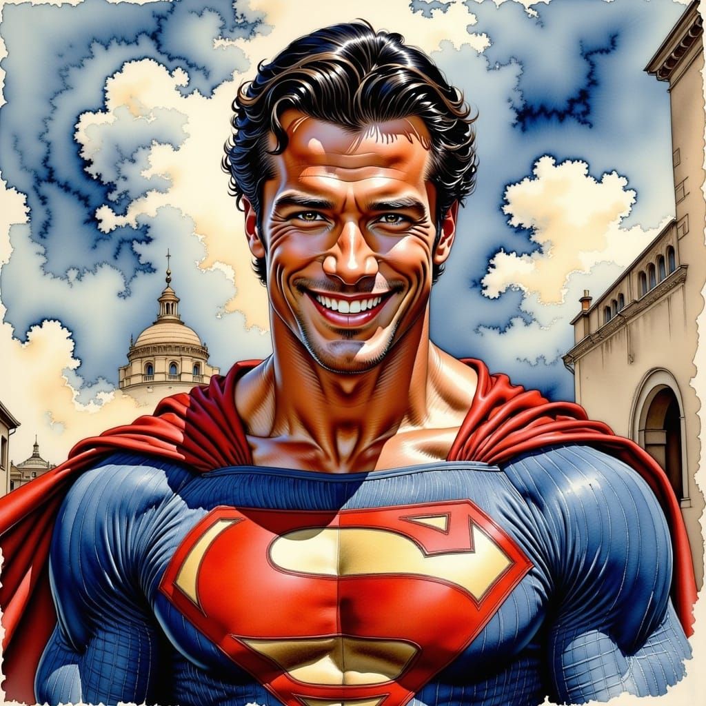 Arnold Schwarzenegger as Superman Portrait