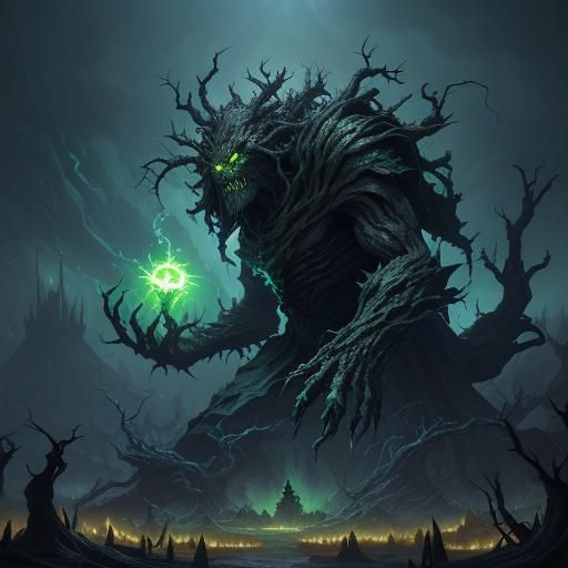 Menacing Blightroot with Dark Energy, Detailed Matte Paintin...