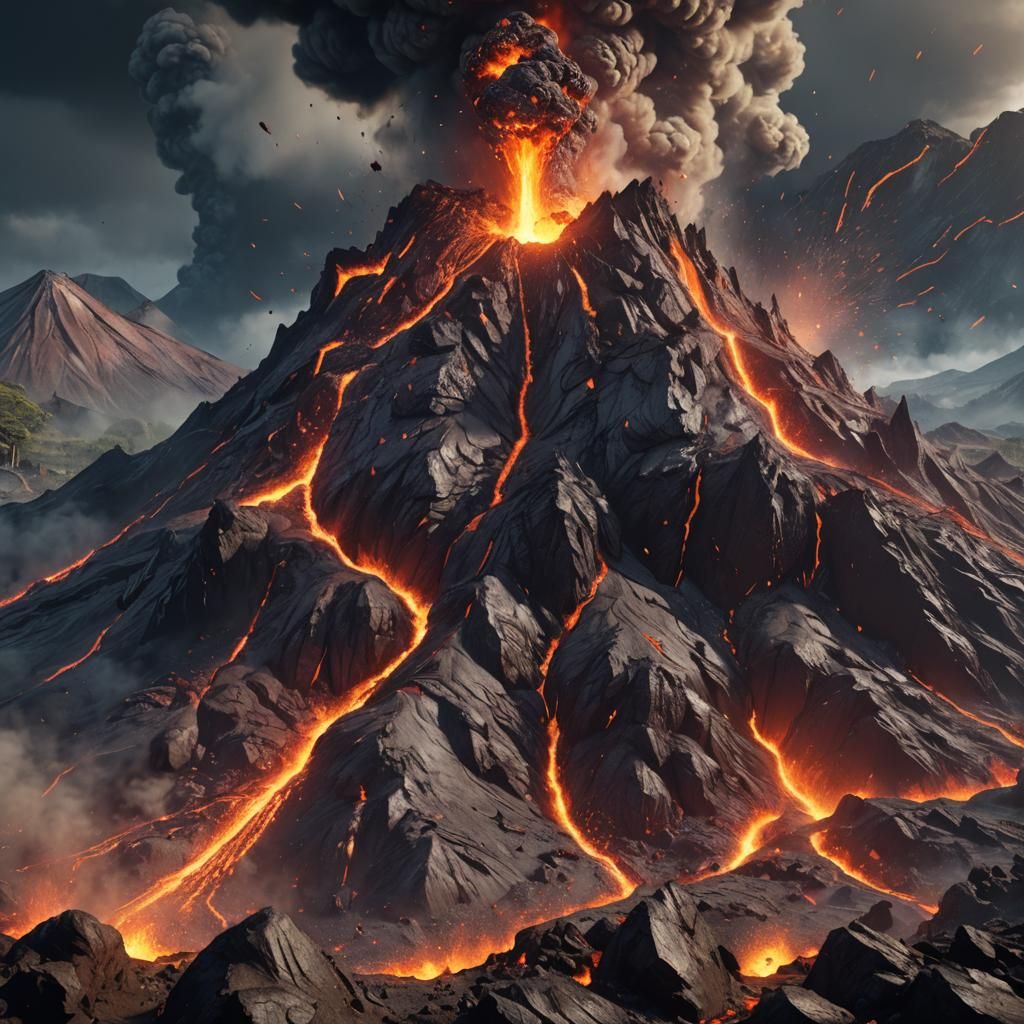 Volcano Eruption in 3D Game Cinematic Style