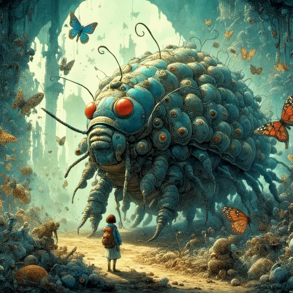 <lora:Kodoku Light:1.0>Nausicaä and Ohmu <lora:Oruga Ink:1.0...