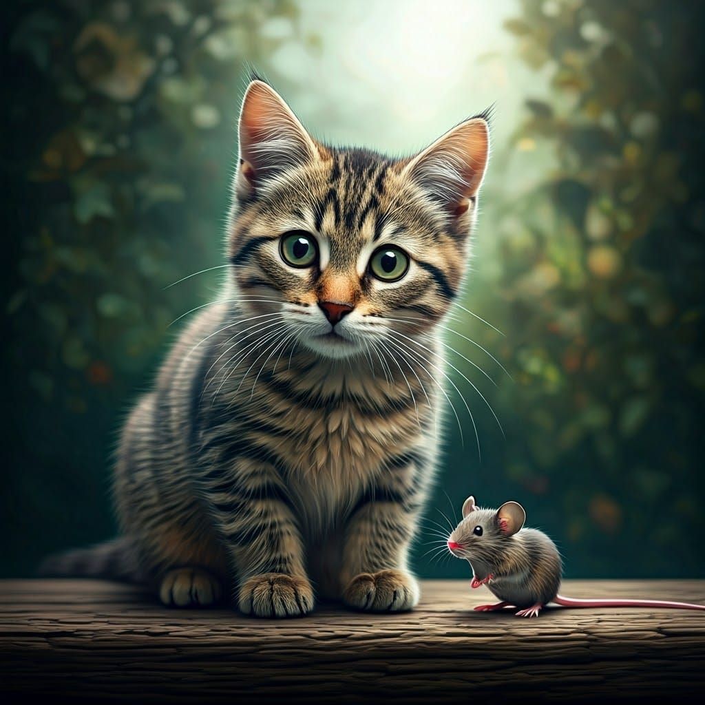 Double exposure cat mouse