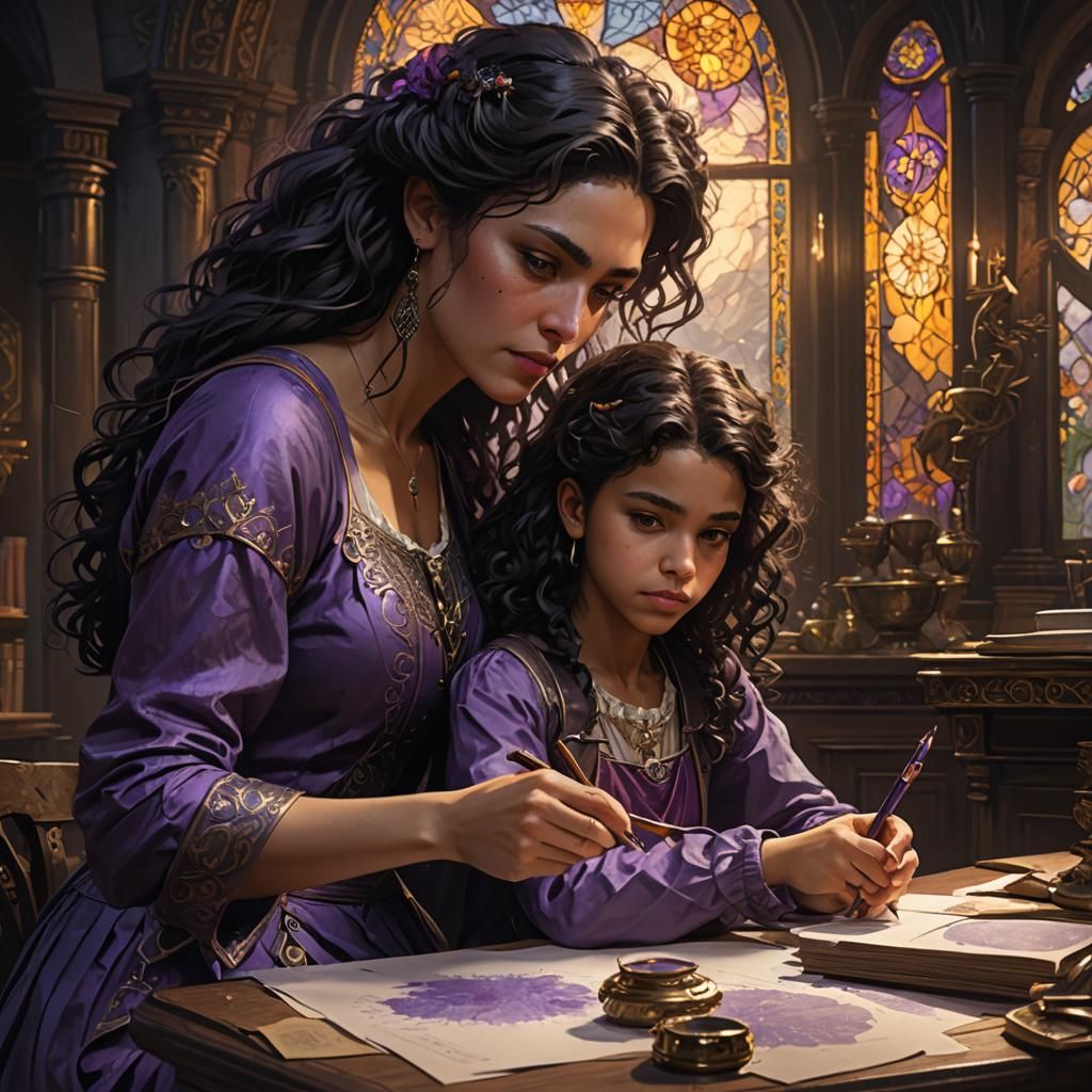 Mother and Daughter Create Dark Fantasy Art