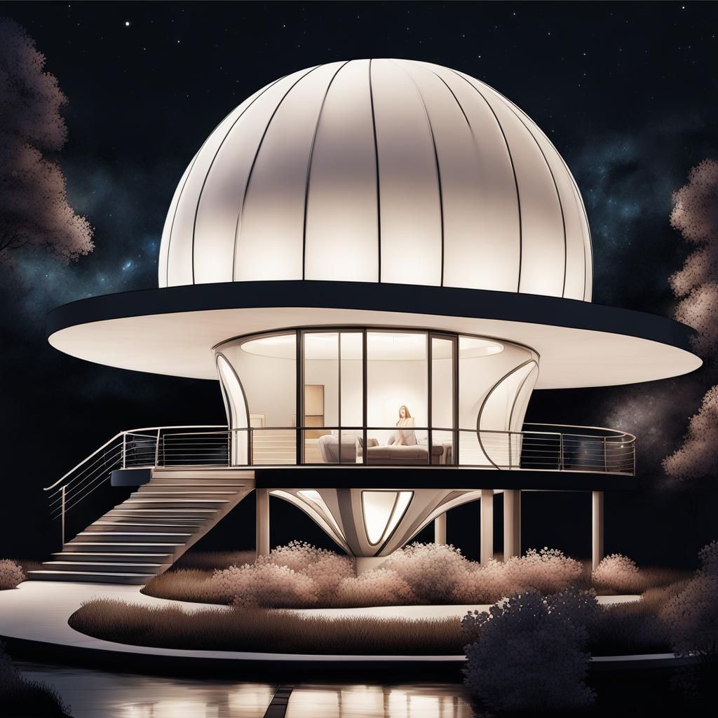 Minimalist Flower Bud Home at Night in Cel-Shading