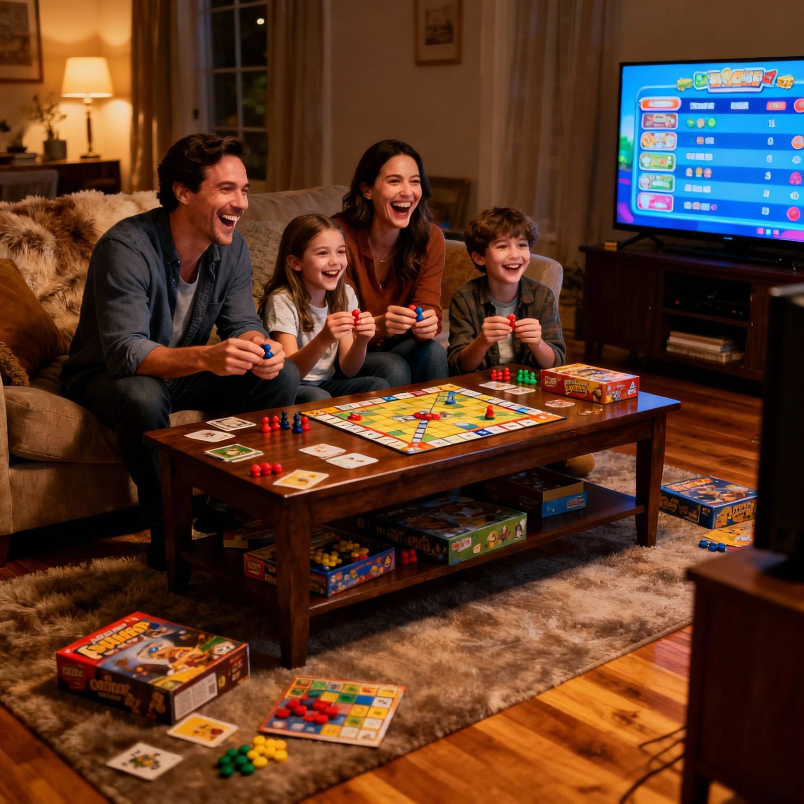 Family game night, in the living room