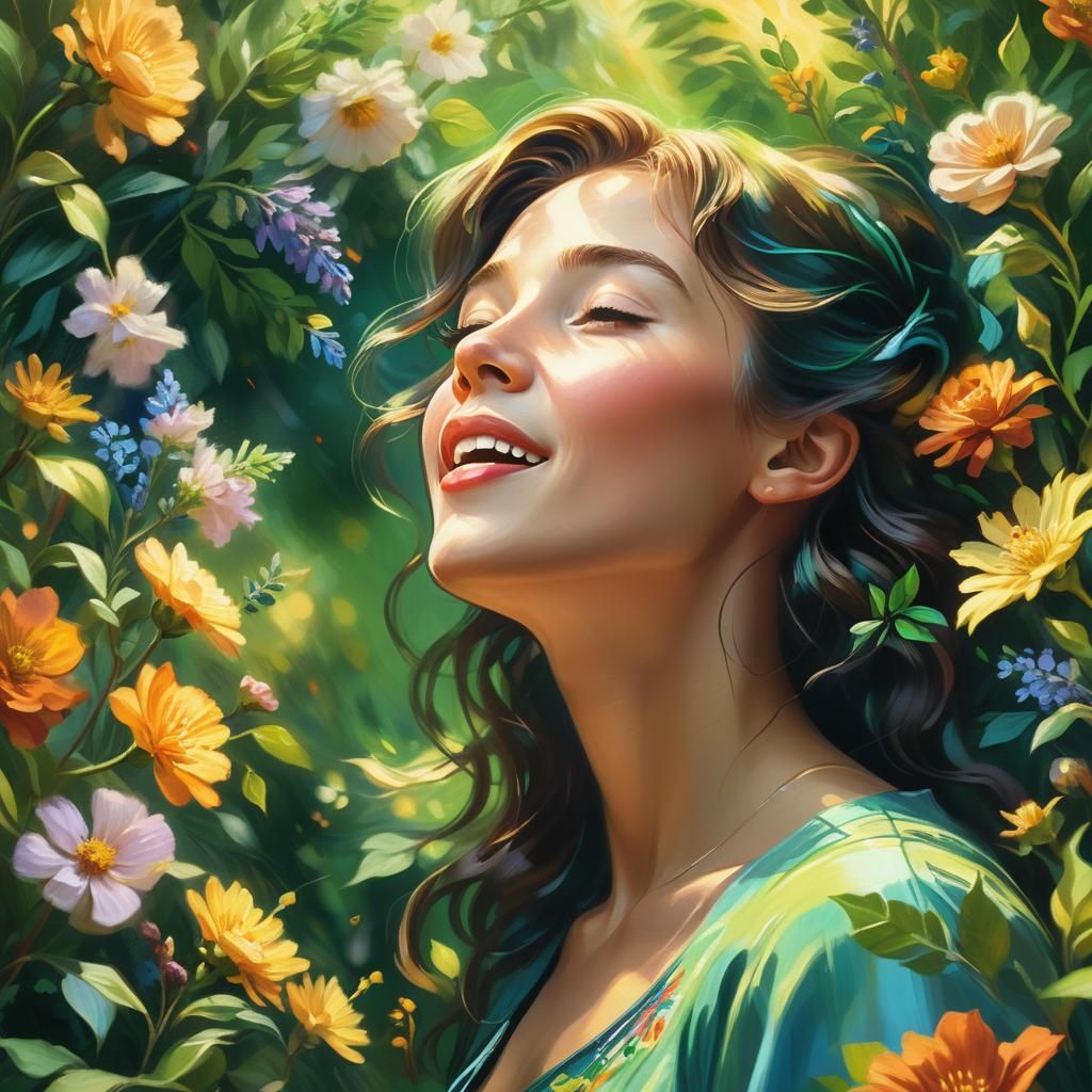 Luminous Woman Singing in a Renaissance Style