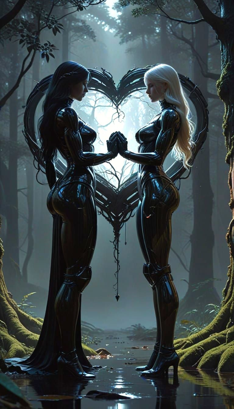 Two Women Bind Themselves to a Heart with a Tree