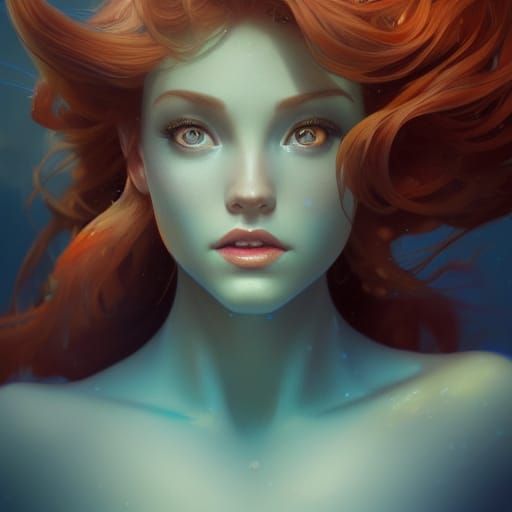 Mermaid Portrait in Hyperdetailed Digital Art Style