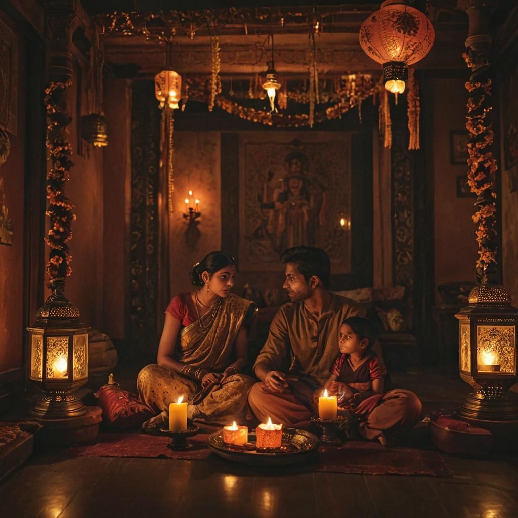 Hindu Family Portrait in Hyperrealistic Digital Art