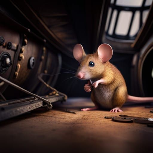 Mouse Finds Airplane in Attic: Detailed Matte Painting