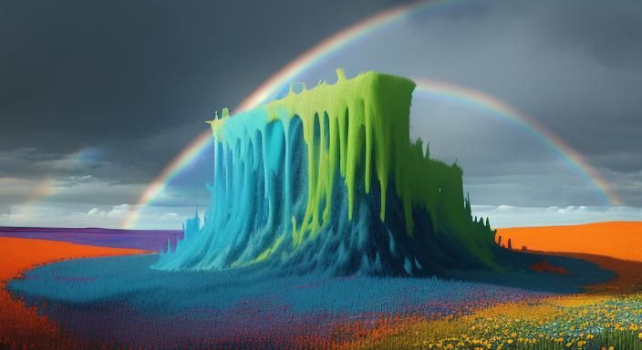 Cyan Meadow: Expressionist Landscape in Abstract Style