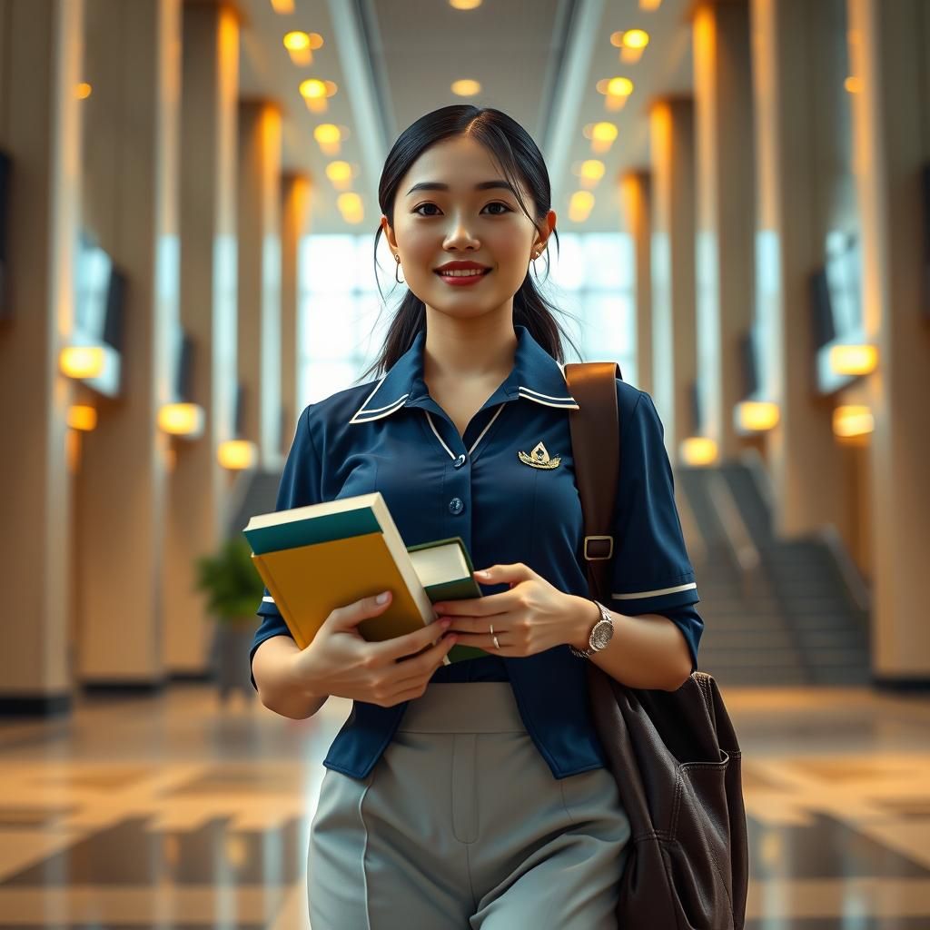 Thai Student Walking to Class in 8K Realism