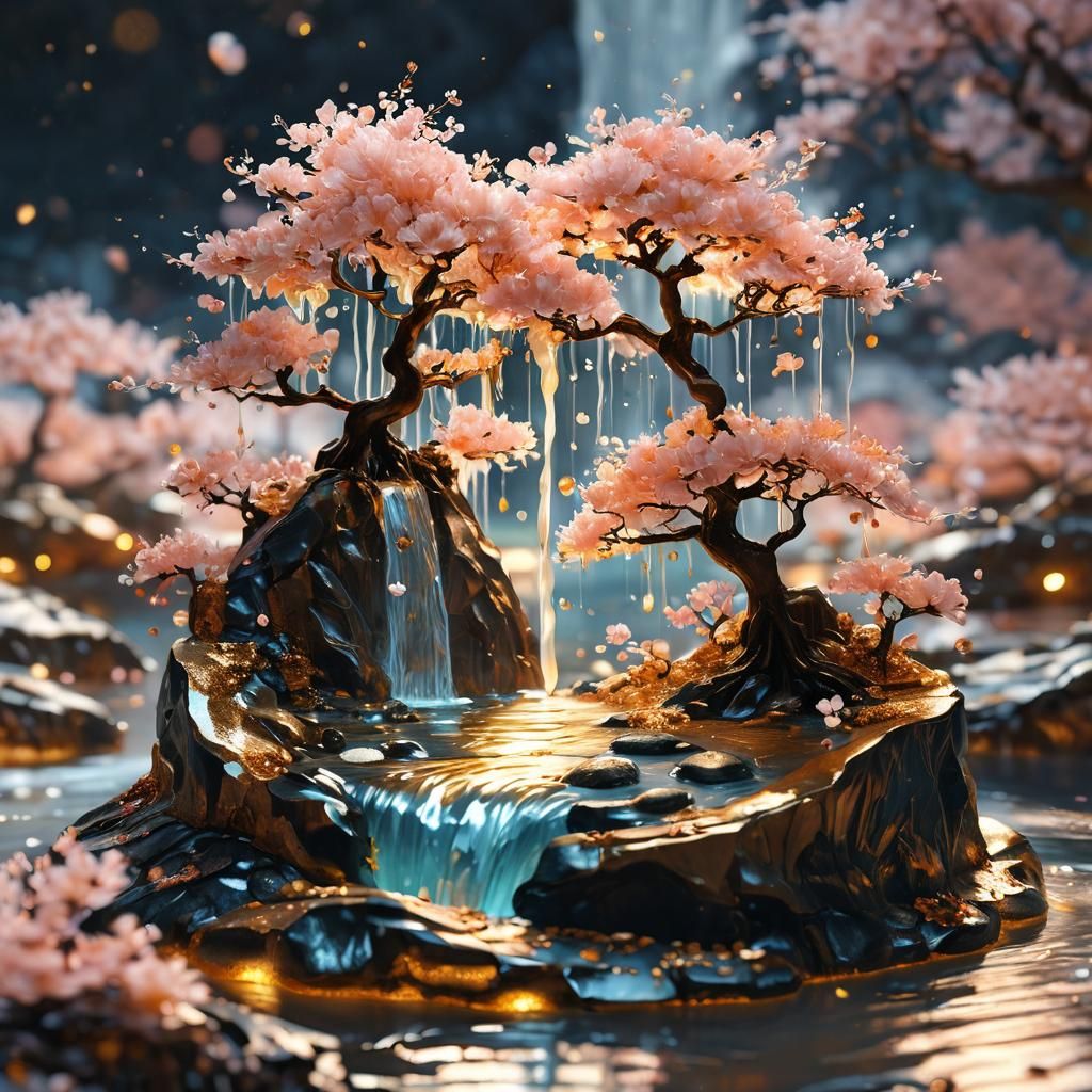 Surreal Island in Golden Rhombus, Macro Photography