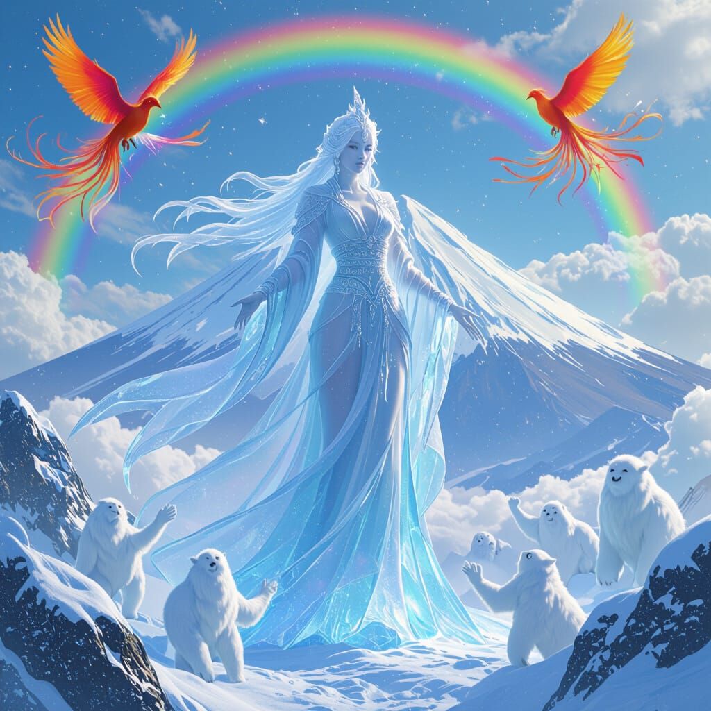 Icy Goddess Above Mount Fuji: Ethereal Art