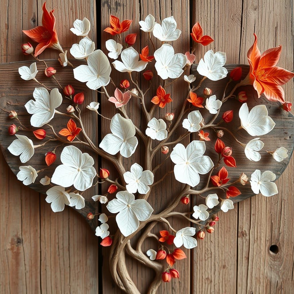 Digital Paper Floral Nature on Old Wood Sign