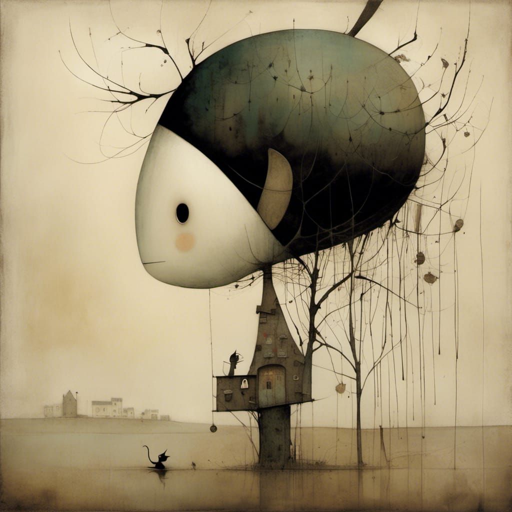 Minimalist Tree Illustration with Crosshatch Texture