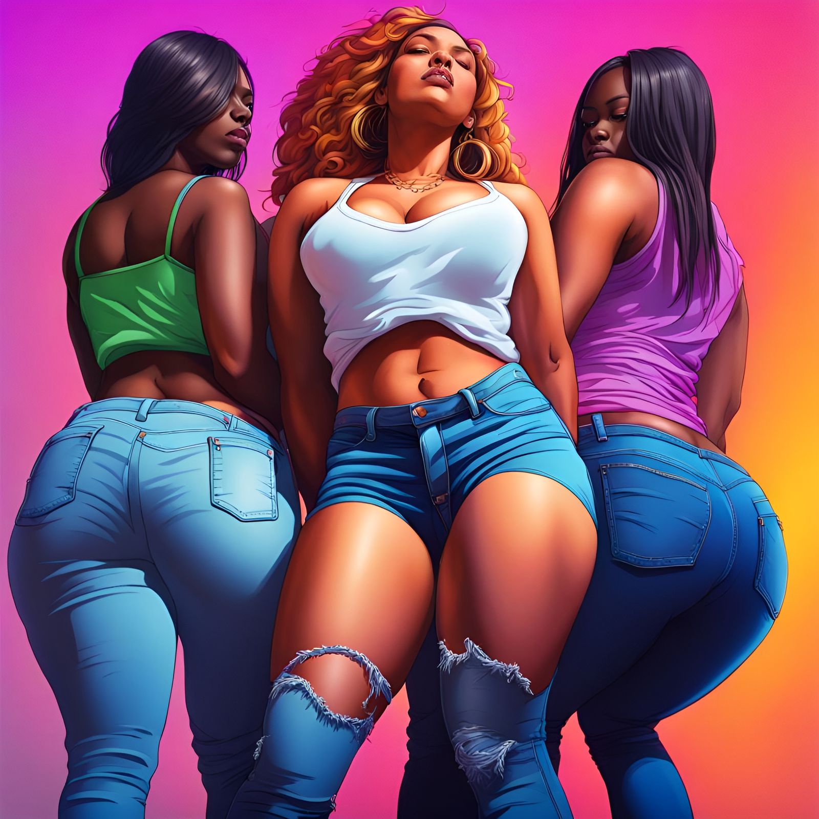 Hyperrealistic Twerking Image with Detailed and Colorful Art