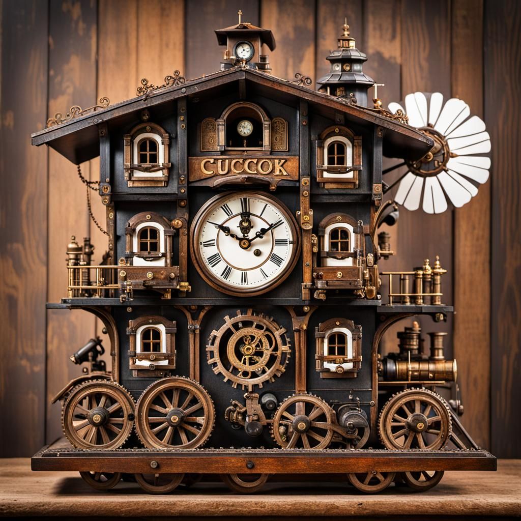 Locomotive Cuckoo Clock in Clockpunk Style