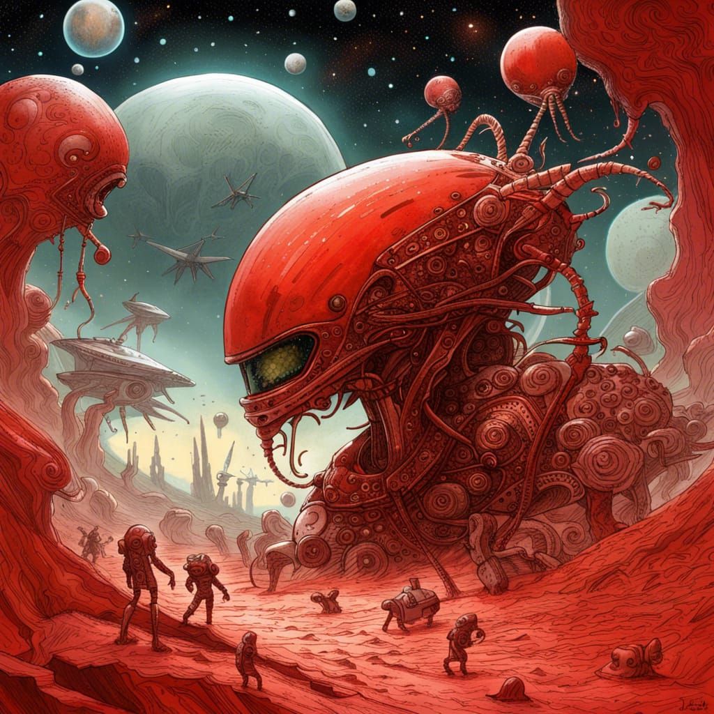 Epic Cyborg vs Alien Battle on Alien Planet