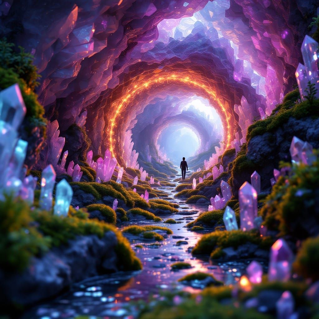 Glowing Crystal Portal to an Ancient Subterranean Realm