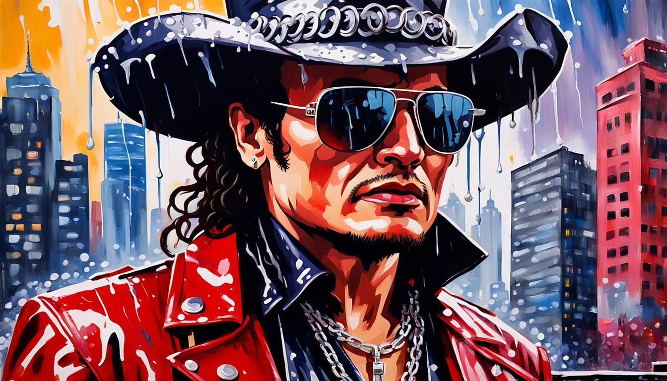 Adam Ant Portrait in Rain, Watercolor Pop Art Style