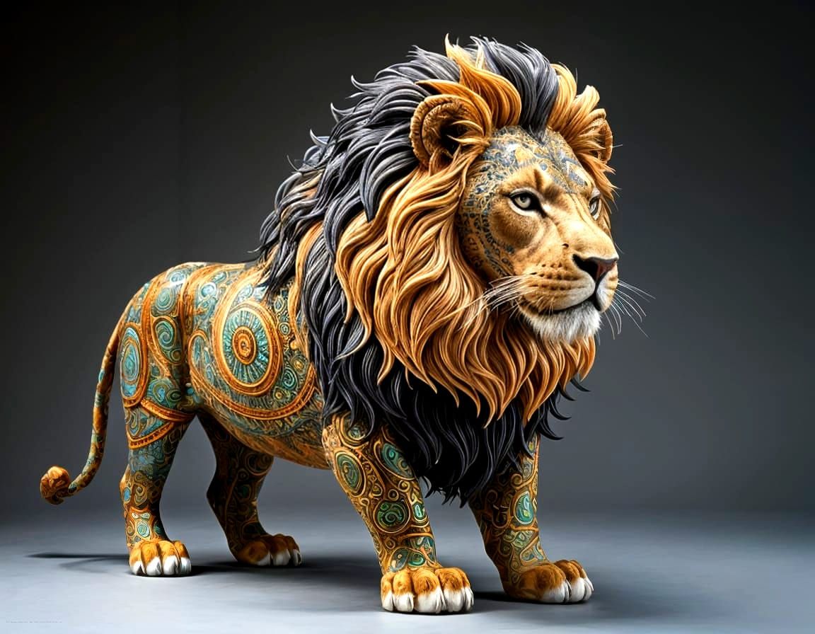 Surreal Geometric Lion Masterpiece