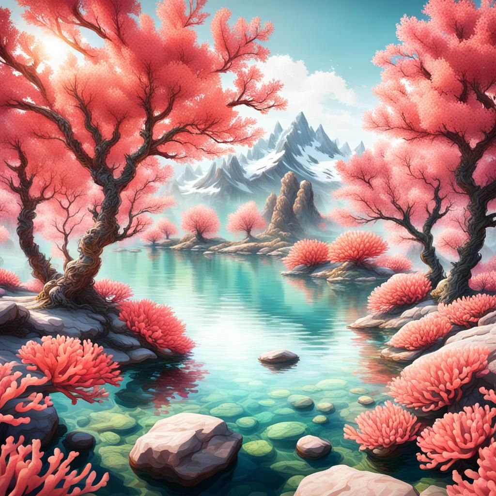 Coral pink landscape