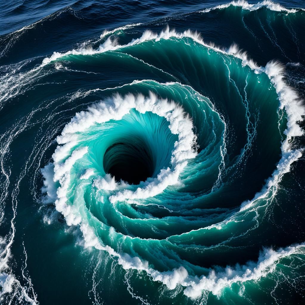 Majestic Maelstrom Whirlpool in Raging Sea