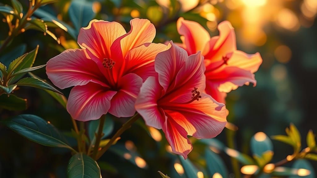 Vibrant Exotic Blooms in Golden Light HDR Photography