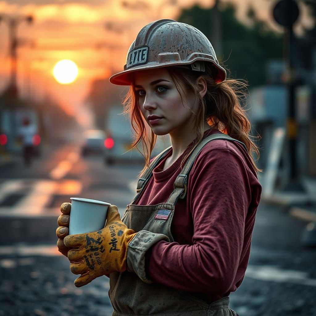 Asphalt Goddess at Sunrise