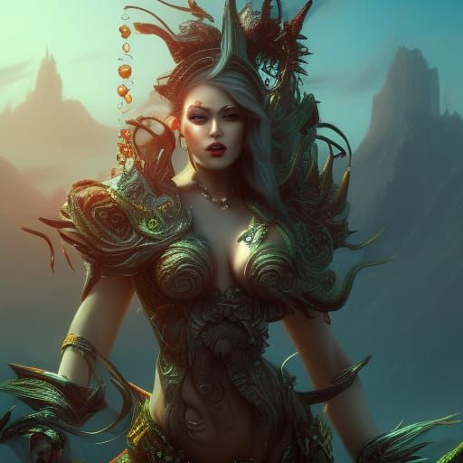 Fantasy Female Boss Concept Art in 8K