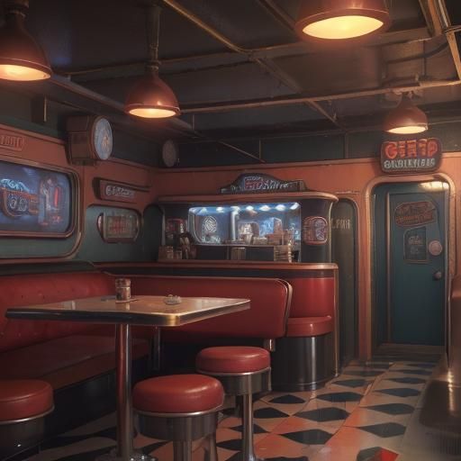 Detailed 1950s Diner Concept Art
