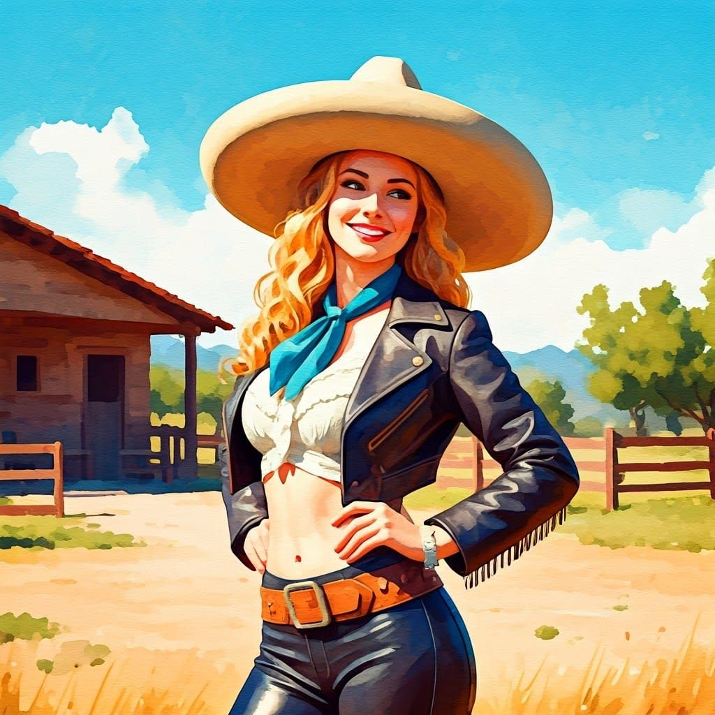 Impressionist Portrait of a Woman in a Rancho Yard