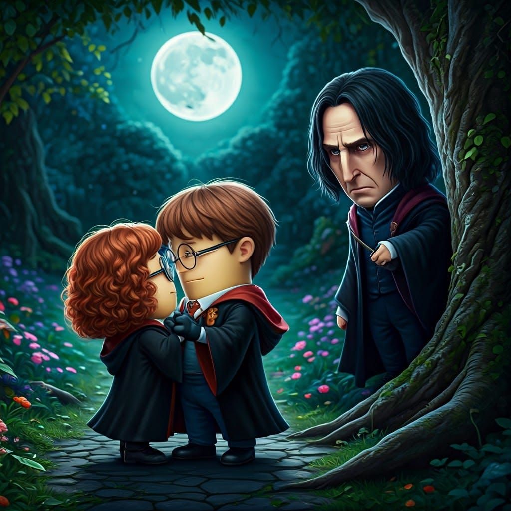 Romantic Minions Dance in Moonlit Garden