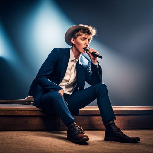 Cowboy Singer on Stage in Hyperrealistic Style
