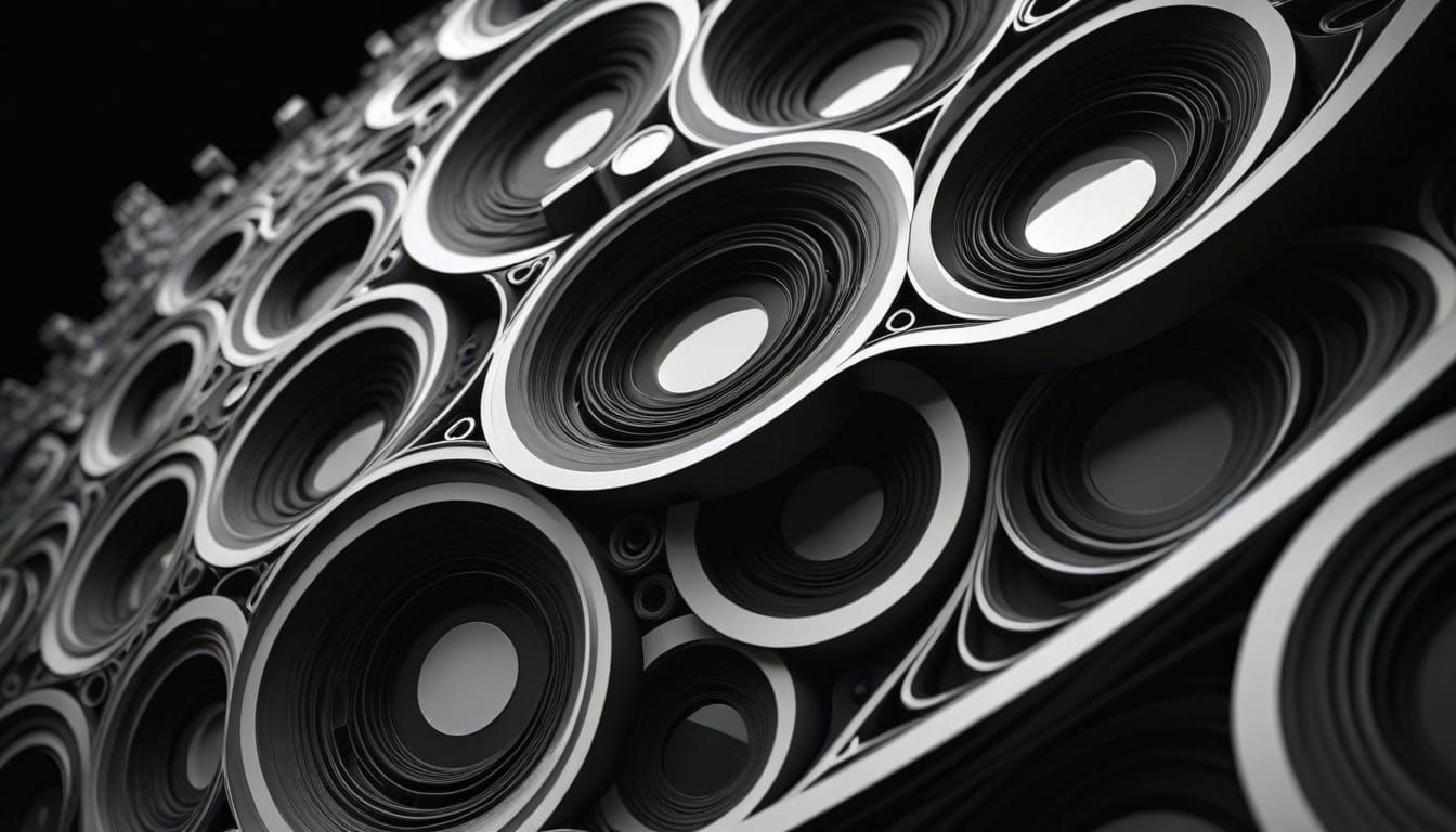 Geometric Abstraction Masterpiece in Minimalist Black and Wh...