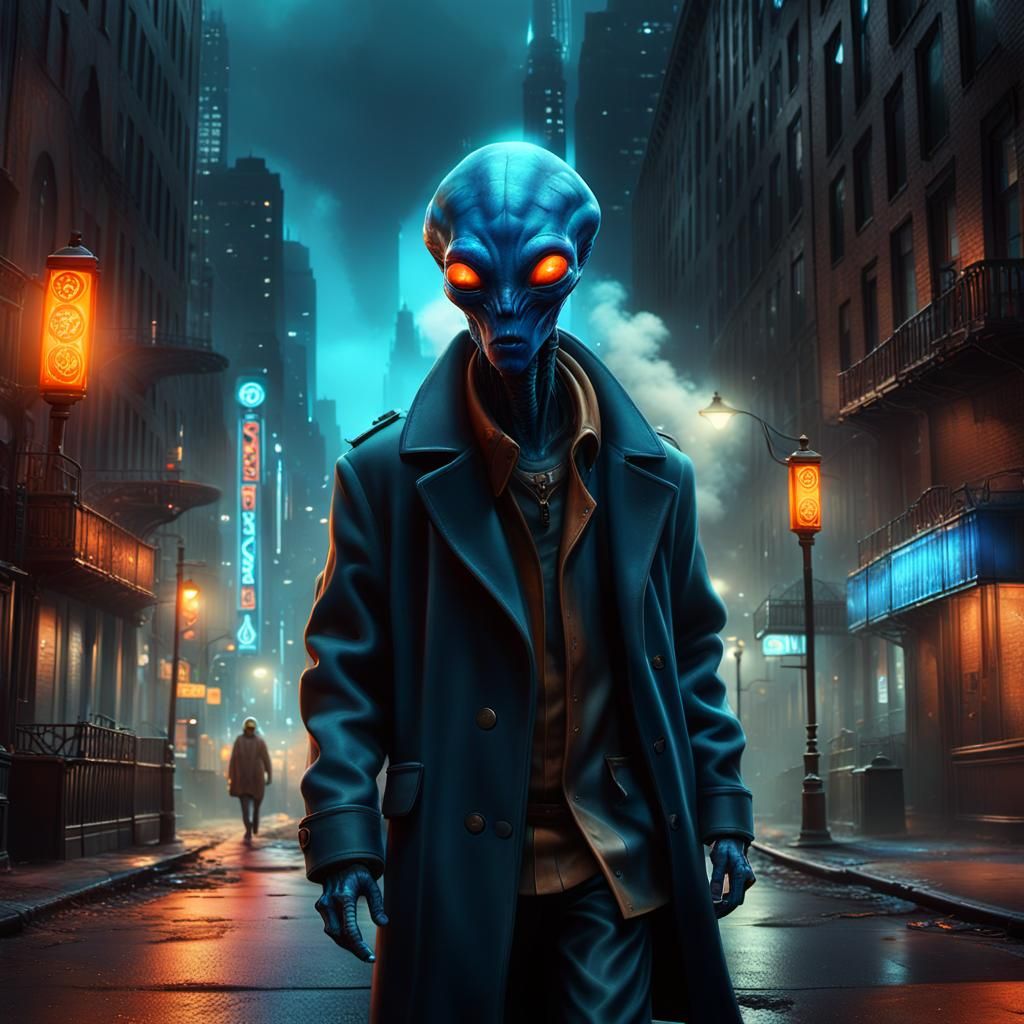 Alien Smokes Blunt in New York: Matte Painting