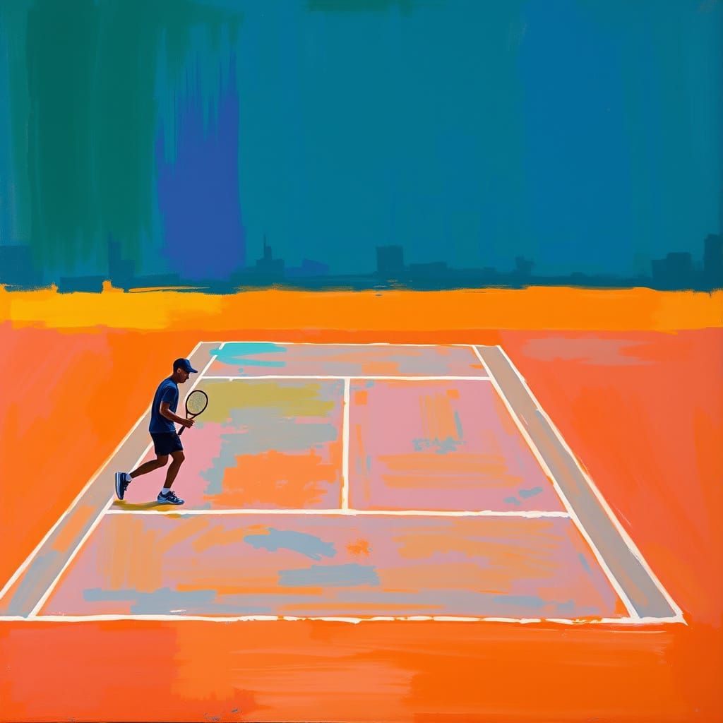 Tennis Player in Rothko-Inspired Abstract Expressionist Styl...
