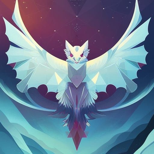 Geometric Chibi Dragon Portrait in Fractal Art Style