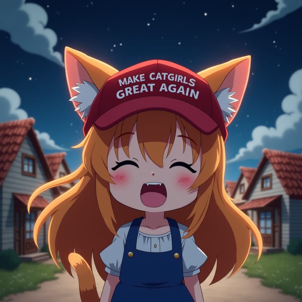 Adorable Chibi Catgirl in Anime Style
