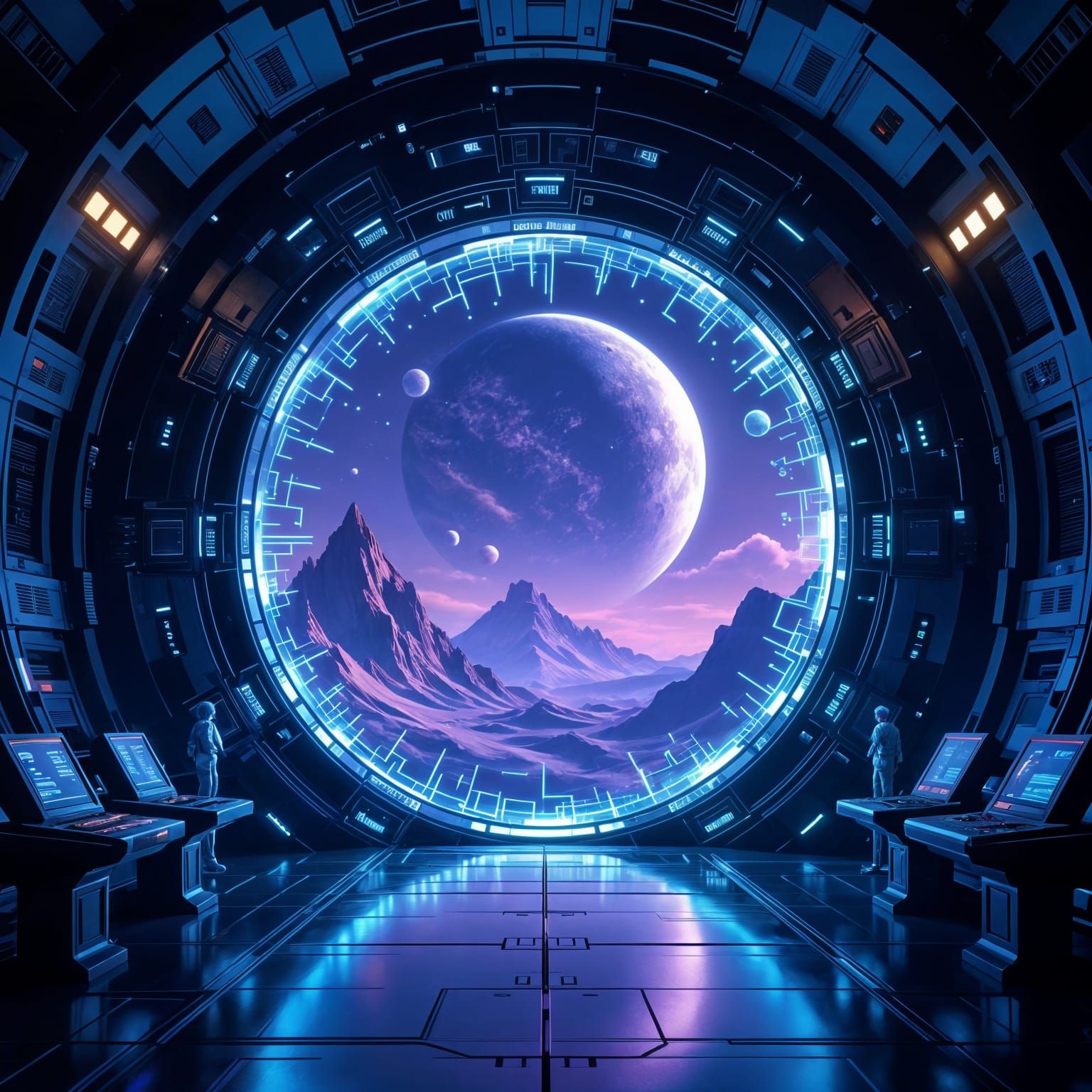 Massive Alien Stargate Portal in High-Tech Chamber