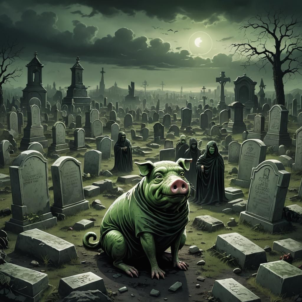 Dark Fantasy: Pepe Pig in Graveyard of Lost Souls
