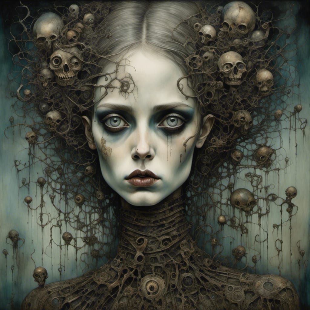 Eerie Goth Female Portrait with Expressive Eyes