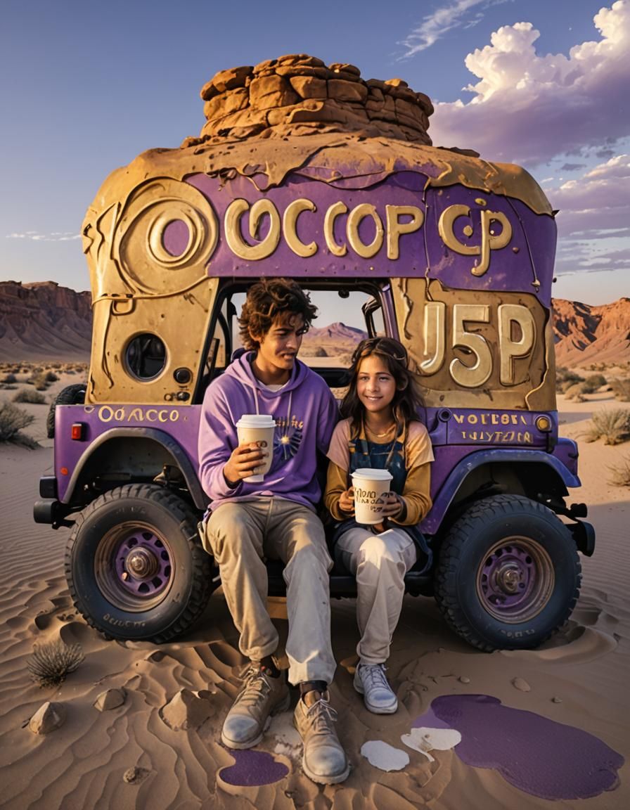 Desert Jeep Ride: Dark Fantasy Concept Art