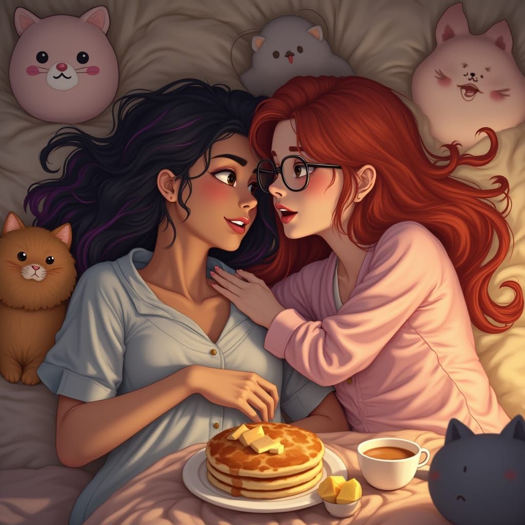 Comforting Moment: Women in Cozy Morning Scene
