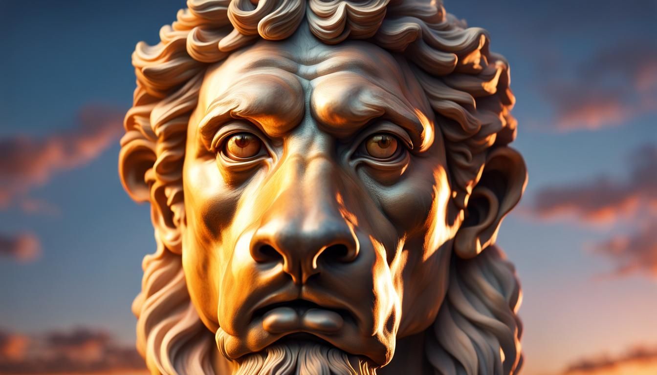 Epic Marble Statue of Hannibal Barca in Golden Hour