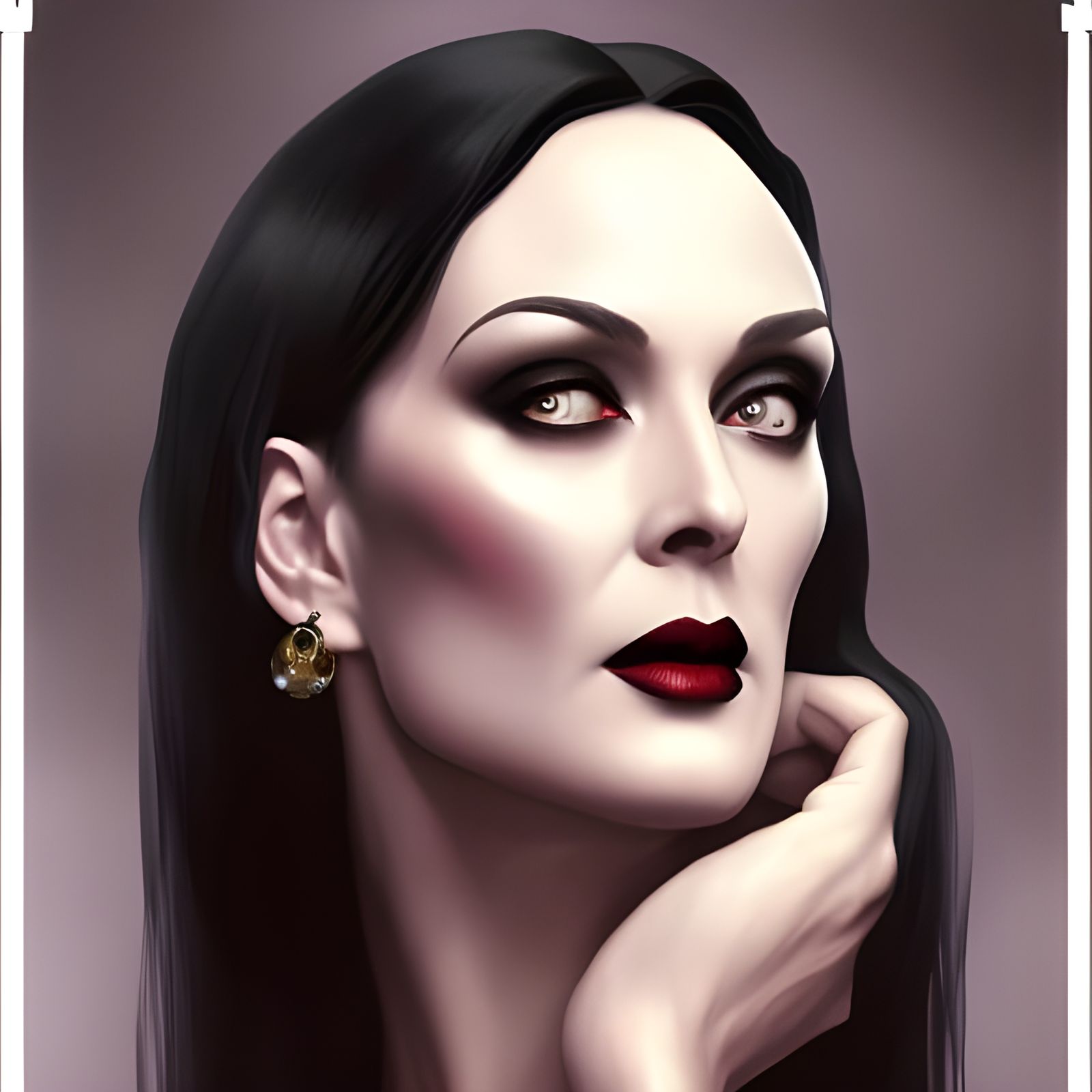 Morticia Addams Portrait in Art Nouveau Style