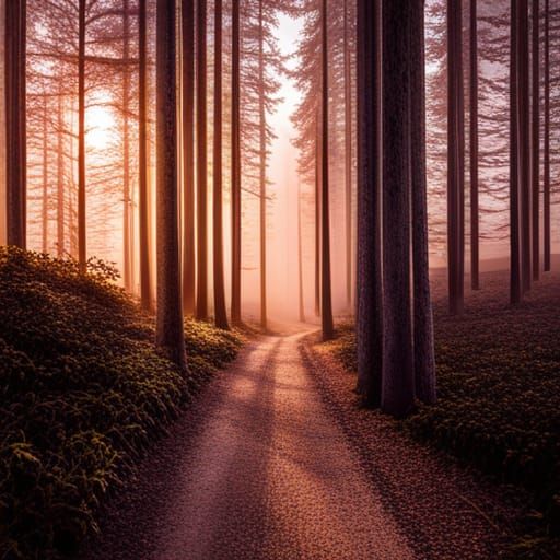 Sunrise Over Beach with Cabin in Forest